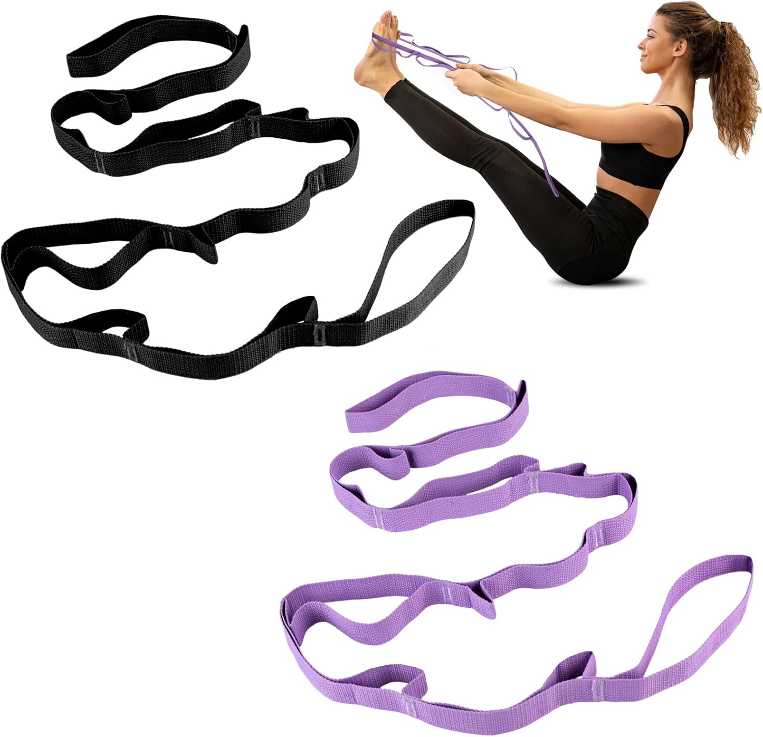 Yoga Stretch Bands with 10 Loops (2-Pack)
